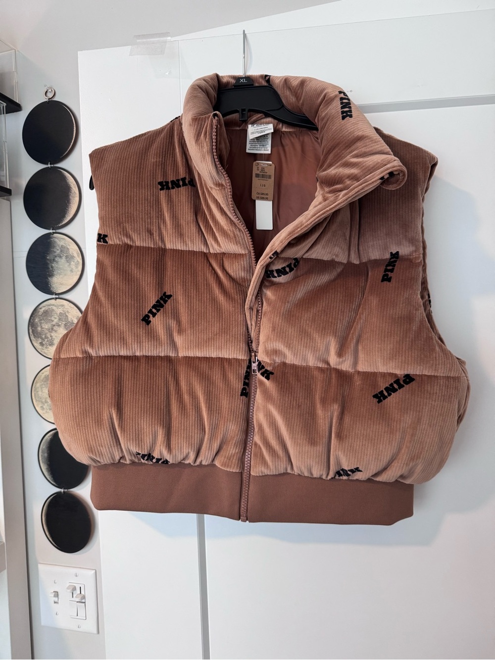 PINK Victoria’s Secret Corduroy Puffer Vest in Tan
